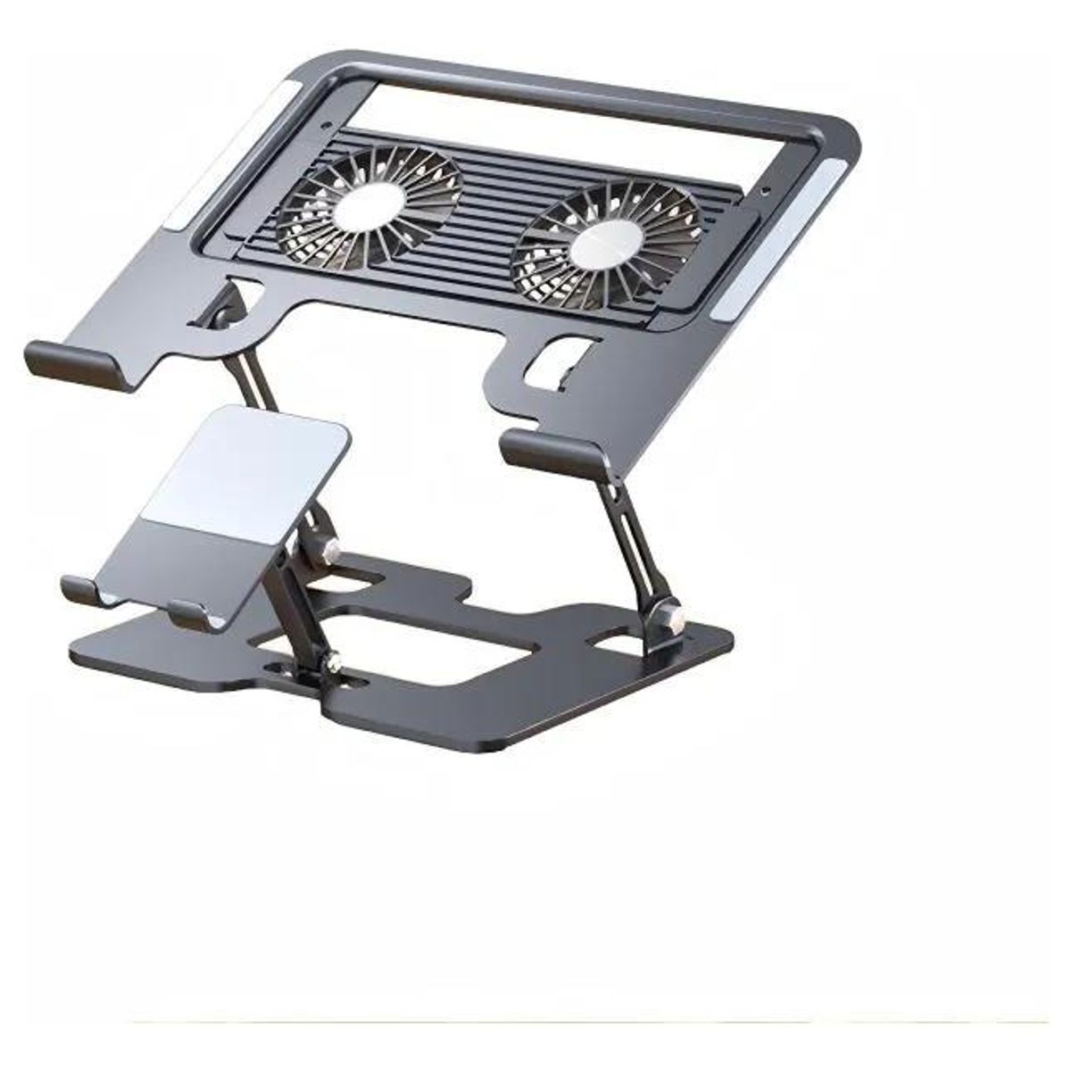 GENERICO - Soporte Refrigerado 2 en 1 para Laptop y Móvil Negro