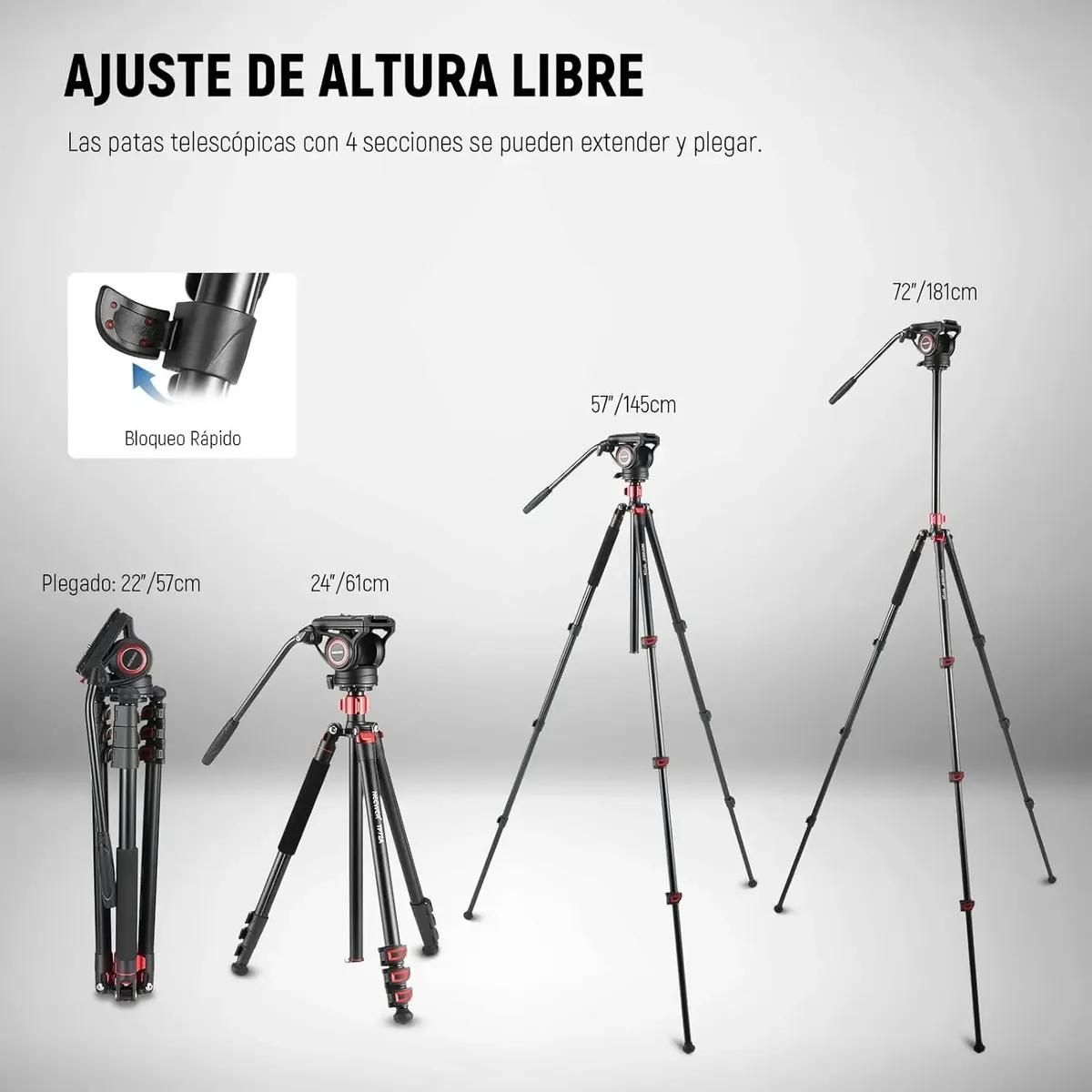 GENERICO - Trípode Monopie Profesional para Cámara 181cm