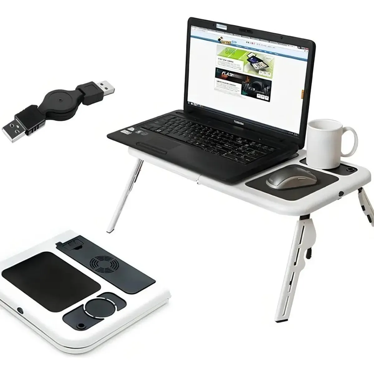 GENERICO - Mesa portátil plegable para notebook con doble ventilador