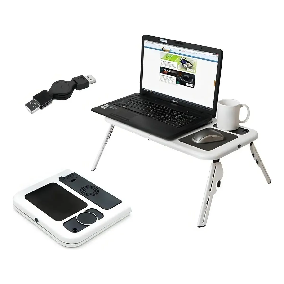GENERICO - Mesa portátil plegable para notebook con doble ventilador