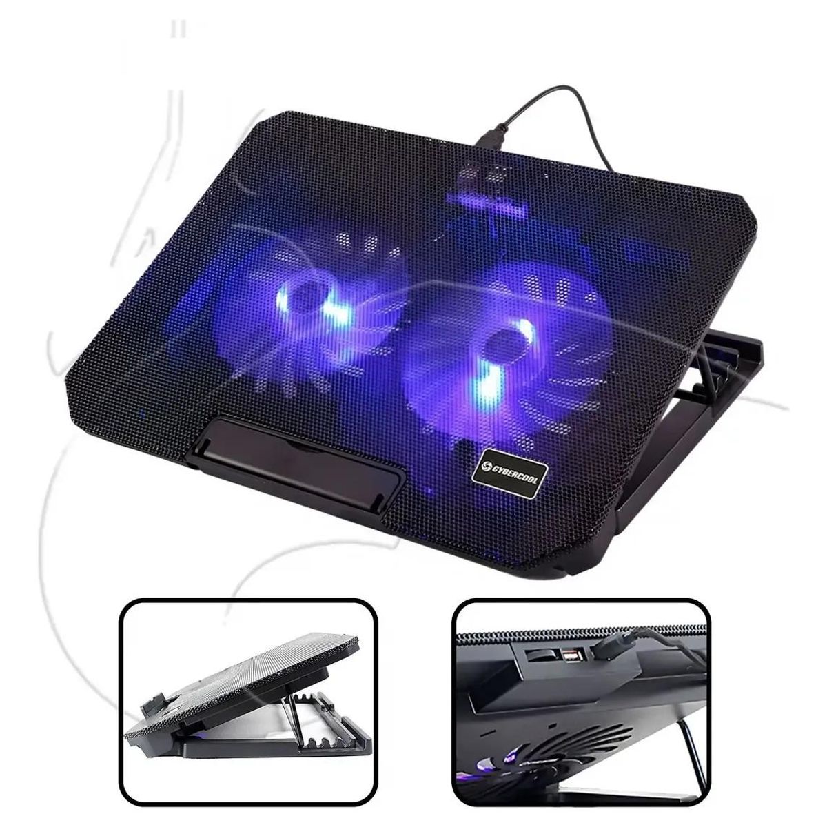 GENERICO - Base Enfriadora para Notebook con Alzador y Ventiladores