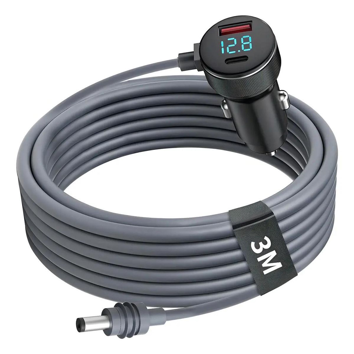 GENERICO - Cable de carga DC para auto con pantalla digital 3m