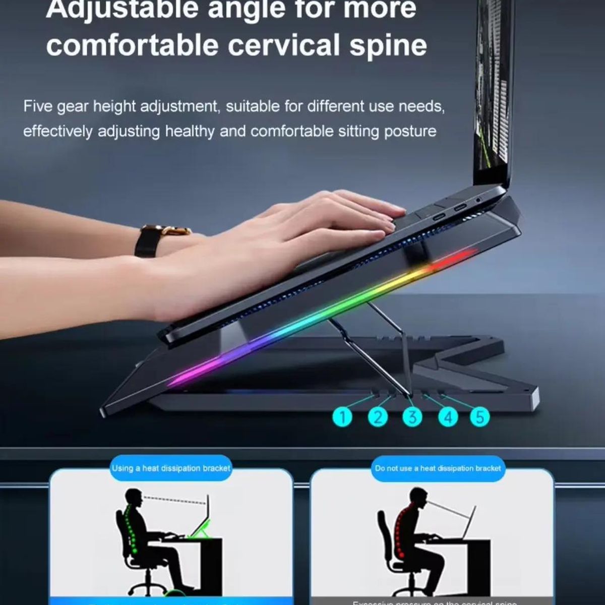 GENERICO - Soporte para Notebook Enfriador Ultrasilencioso Ajustable