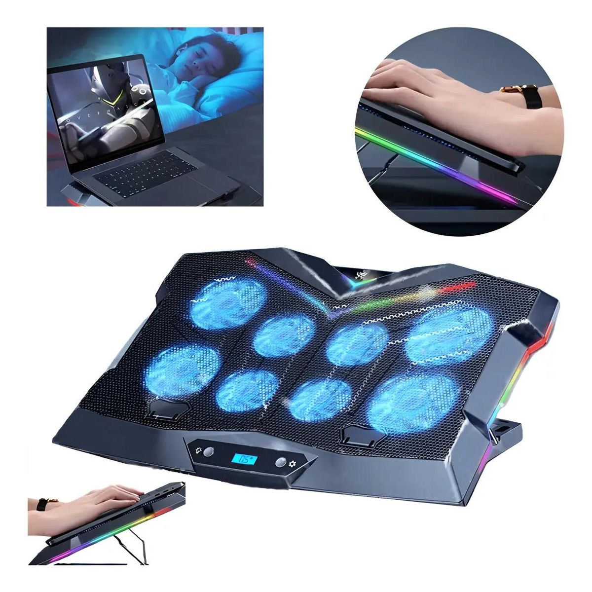 GENERICO - Soporte para notebook ajustable con enfriador ultrasilenc