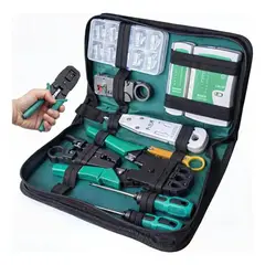 GENERICO - Kit de Herramientas para Cableado con Tester RJ45 y RJ11