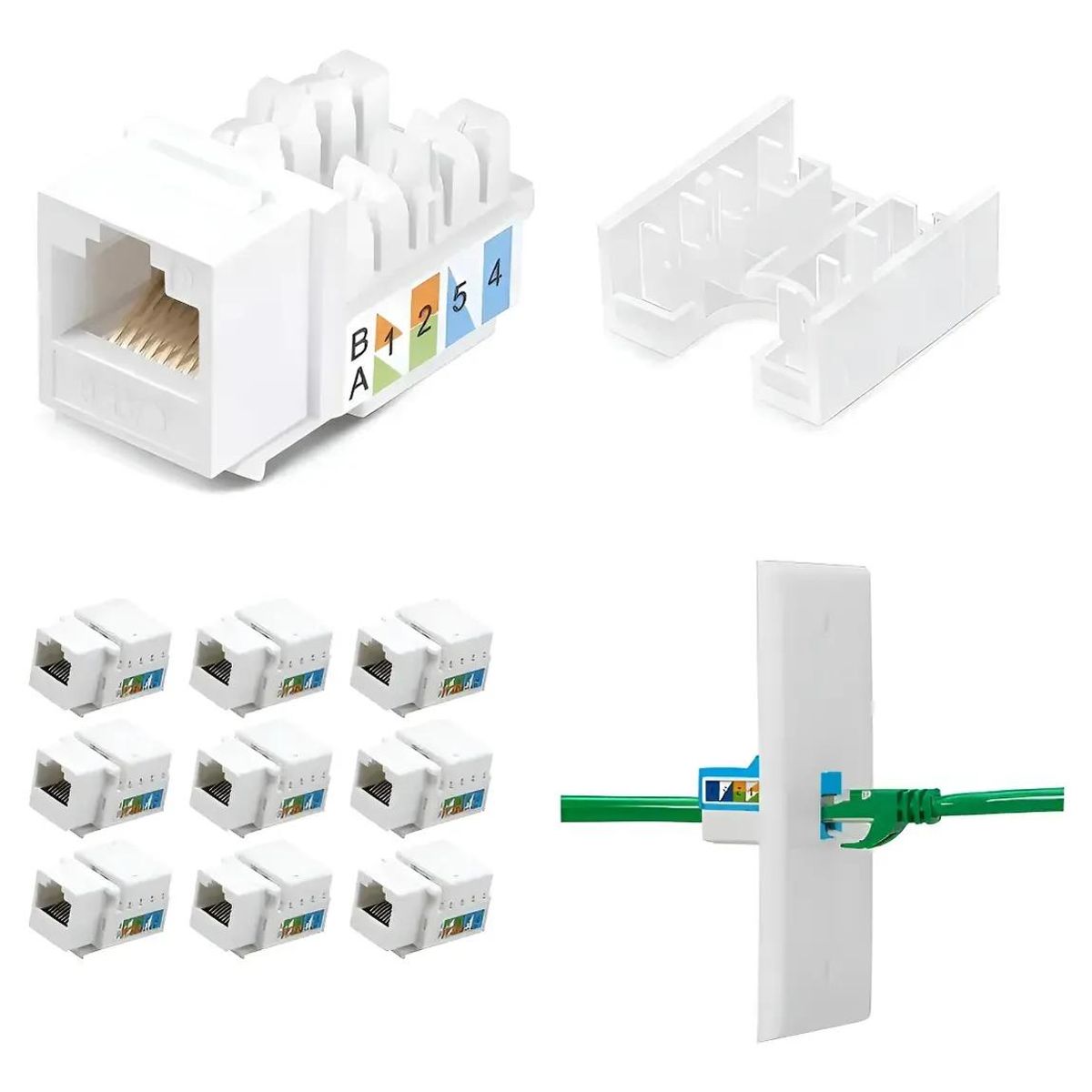 GENERICO - Pack 10 Módulos Hembra RJ45 Cat 6 para Face Plate