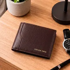 CARVEN - Billetera hombre Dante café con monedero Paris