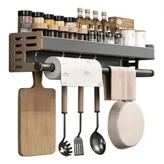 GENERICO - Estante de Cocina Multiusos con Especiero y Toallero