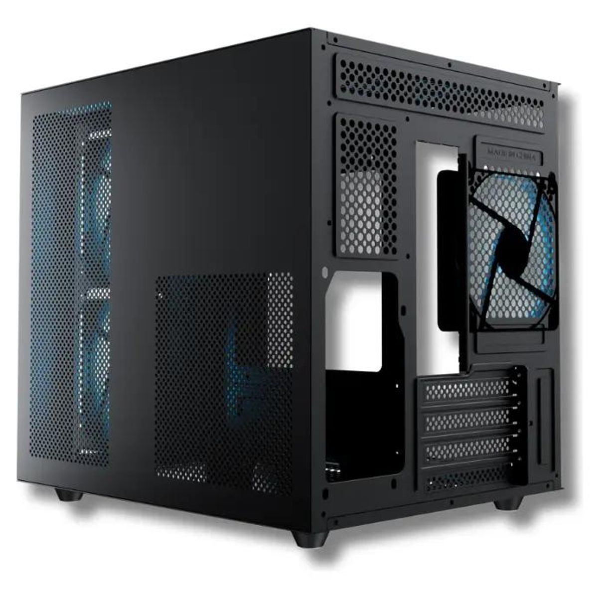 GENERICO - Gabinete Cobalt Glass MATX Negro con 3 Ventiladores ARGB