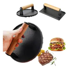 GENERICO - Kit Prensa para Hamburguesas de Hierro Fundido