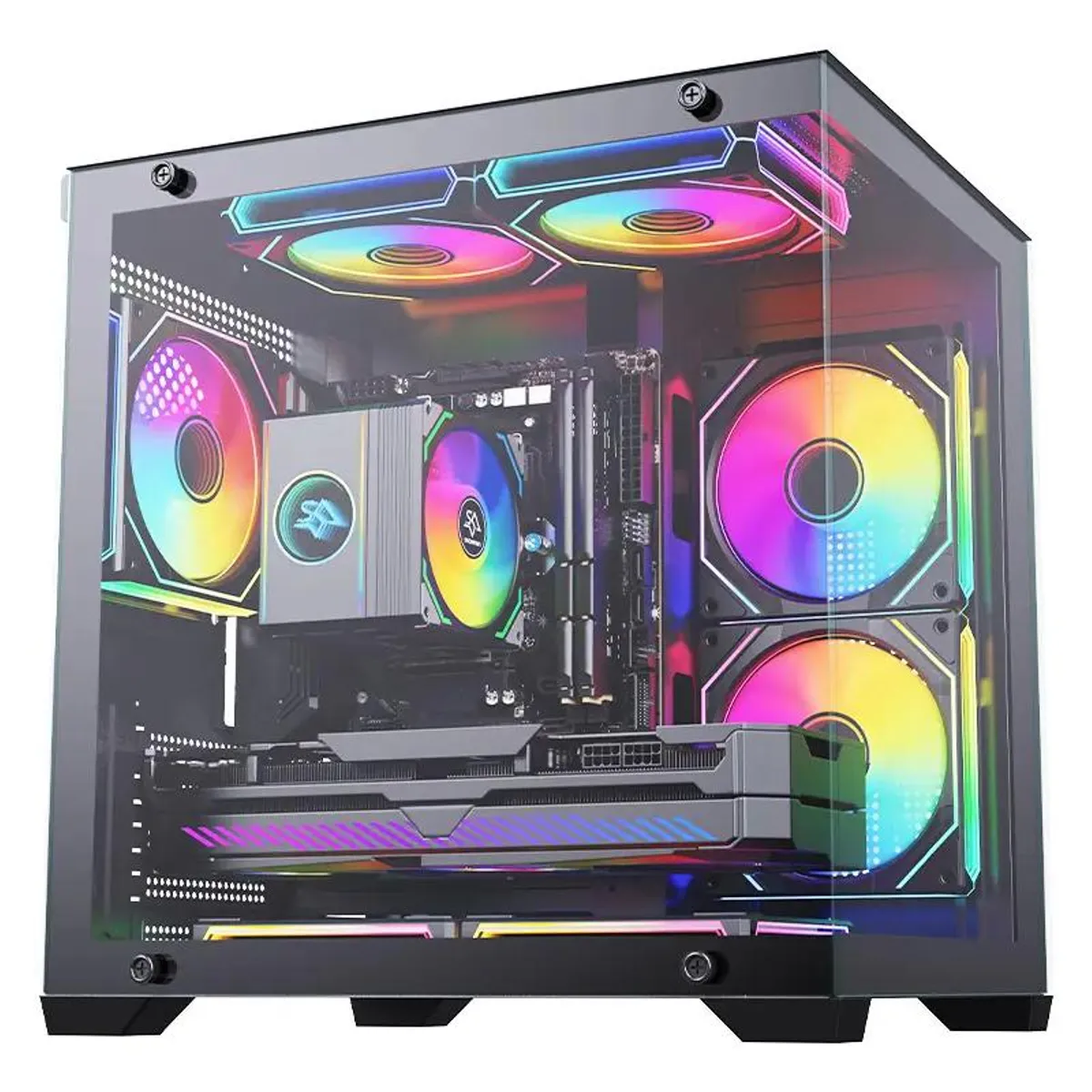 GENERICO - Gabinete Gamer Micro ATX Negro con Ventilación