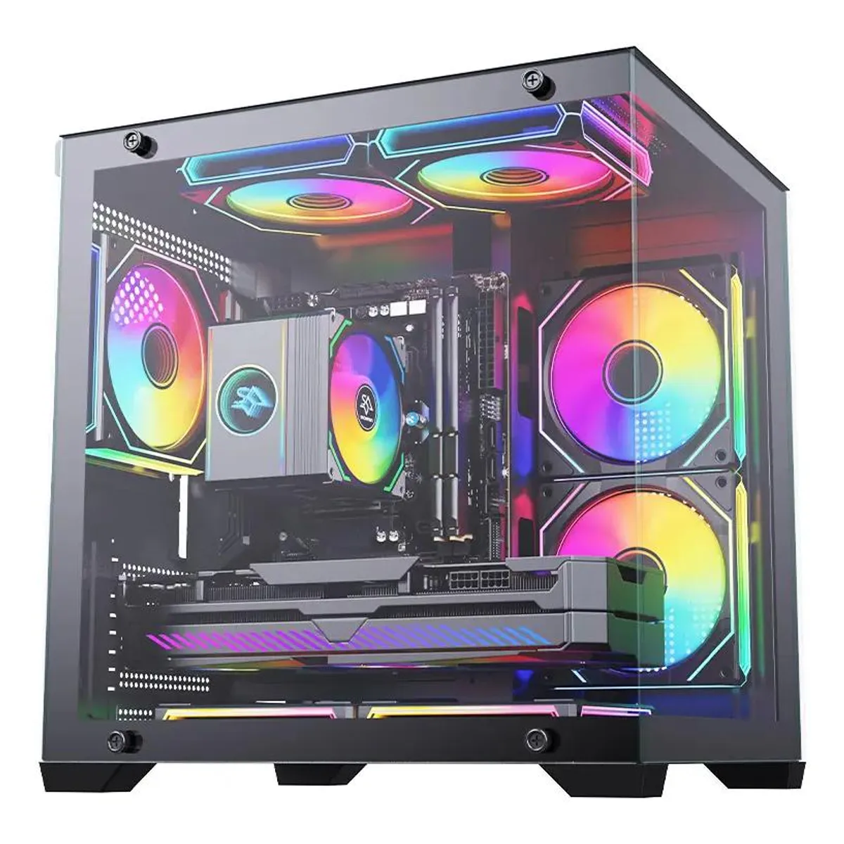 GENERICO - Gabinete Gamer Micro ATX Negro con Ventilación