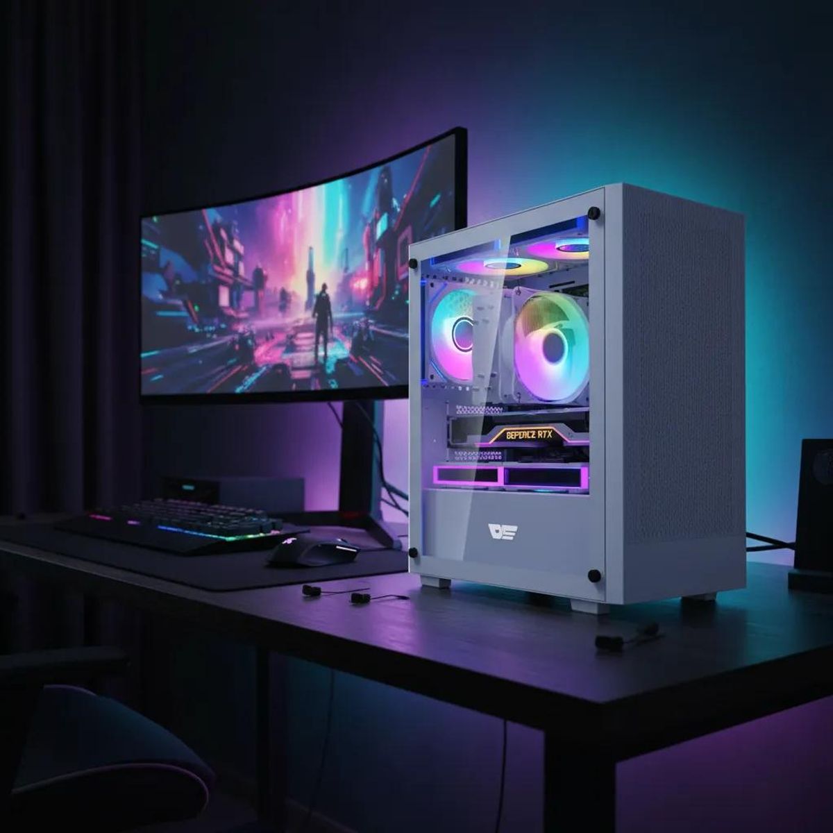 GENERICO - Gabinete Gamer Darkflash M305 con Panel de Vidrio y 3 Fan
