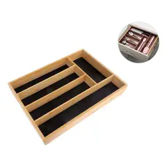 GENERICO - Caja de Bambú con 5 Compartimentos para Cubiertos