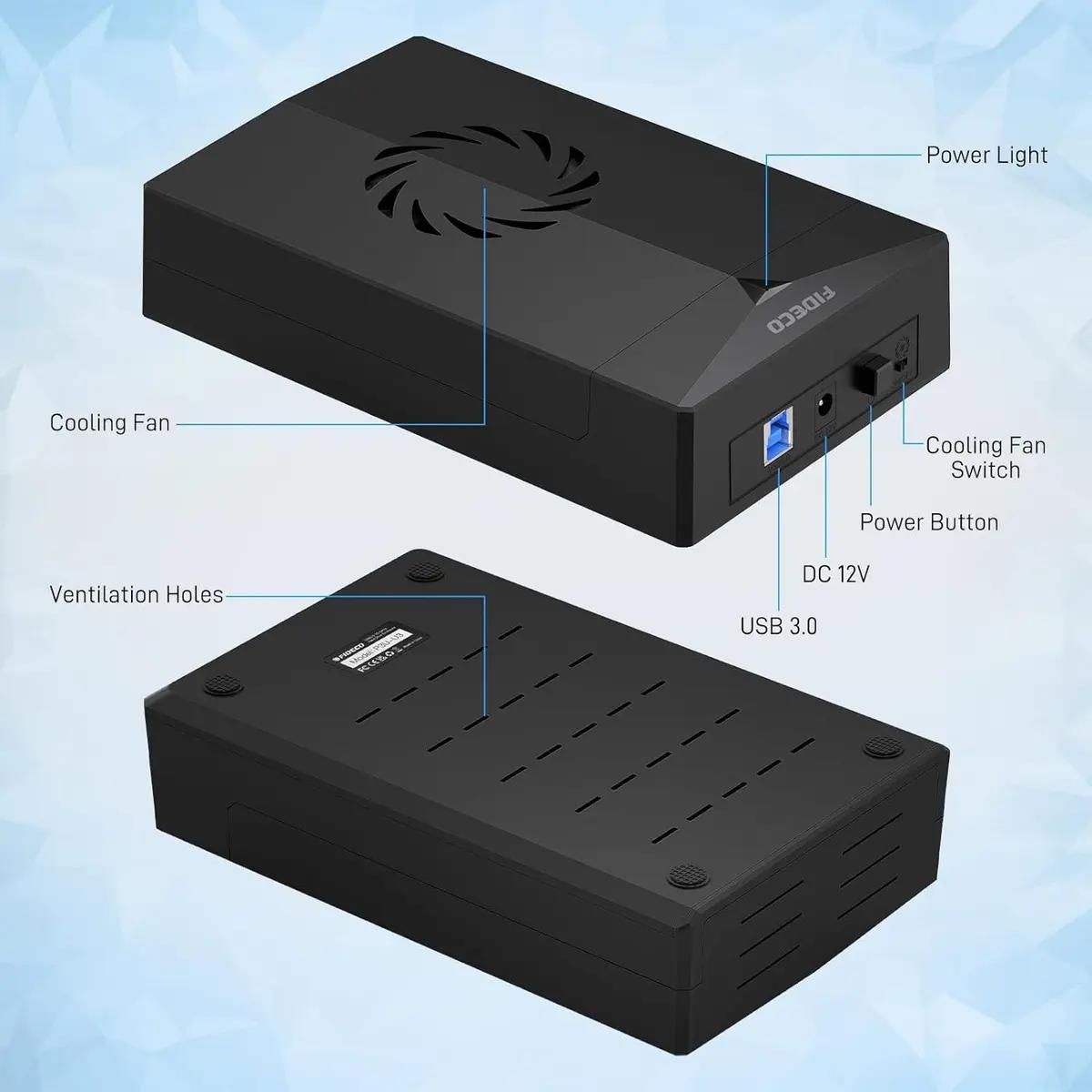 GENERICO - Caja externa para disco duro 3.5 HDD SSD con ventilador