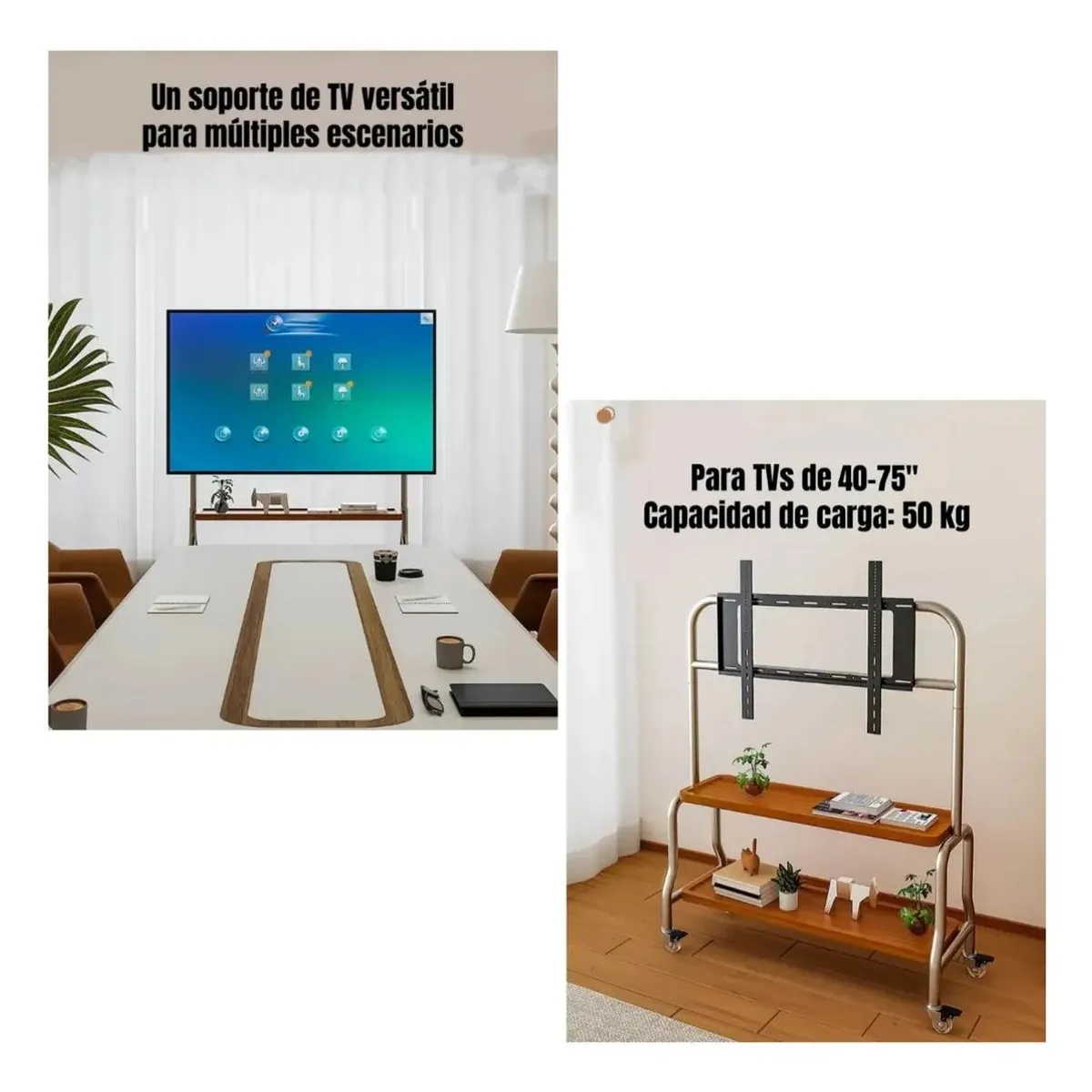 GENERICO - Soporte TV Pedestal 40-75" con Ruedas y Doble Almacenaje