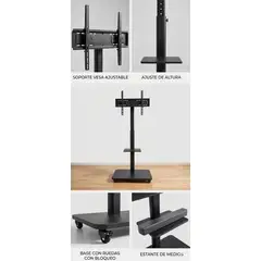 GENERICO - Soporte TV móvil pedestal con ruedas inclinable 26-75