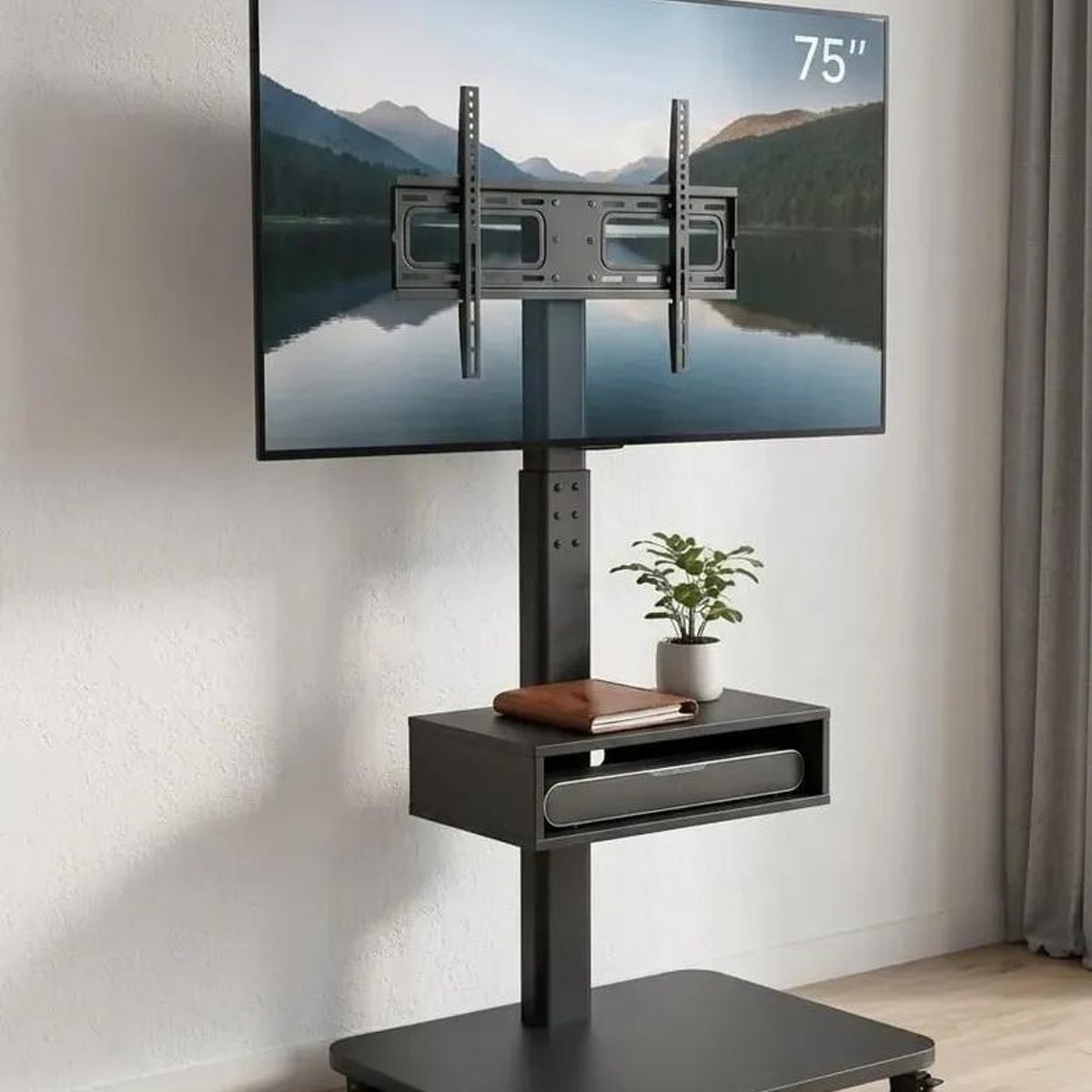 GENERICO - Soporte TV móvil pedestal con ruedas inclinable 26-75