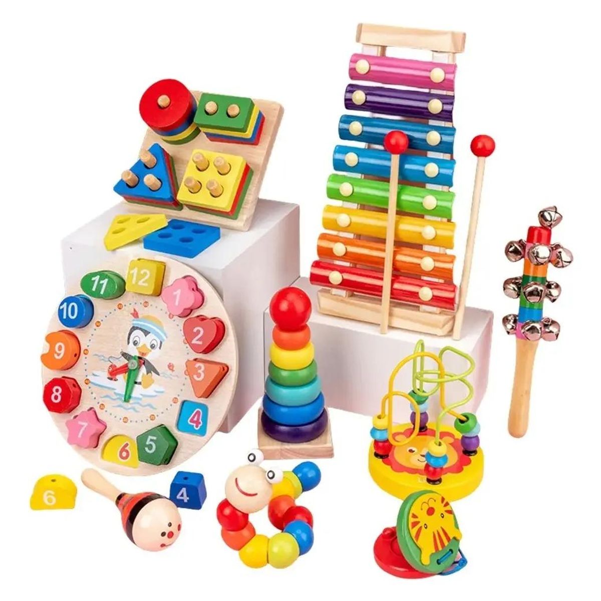 GENERICO - Juguetes Didácticos de Madera para Bebés y Niños