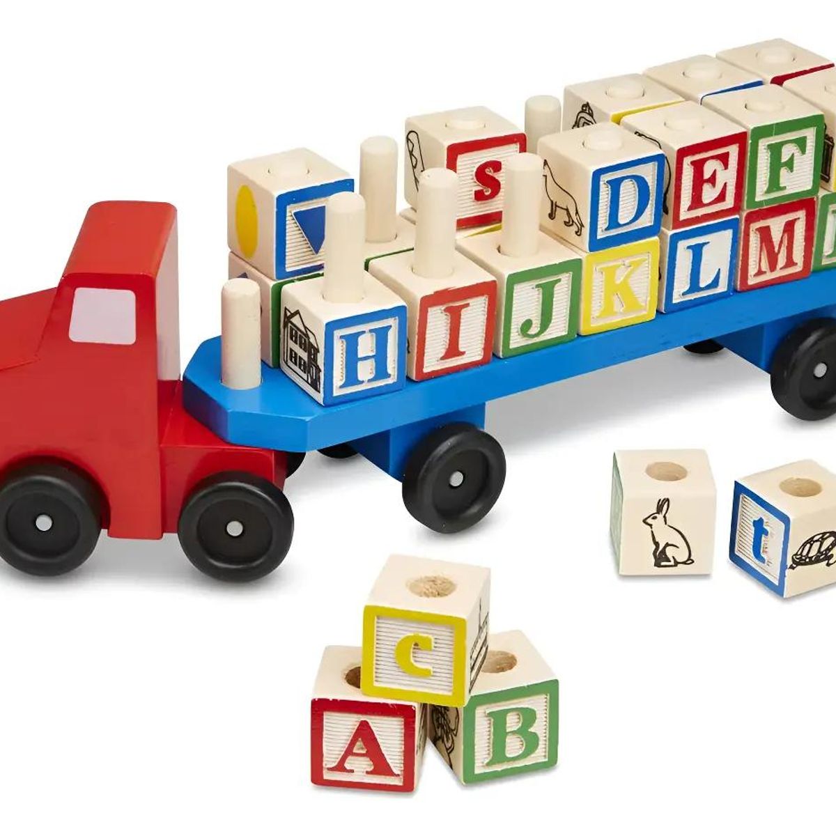 GENERICO - Camión de madera con bloques de construcción y letras