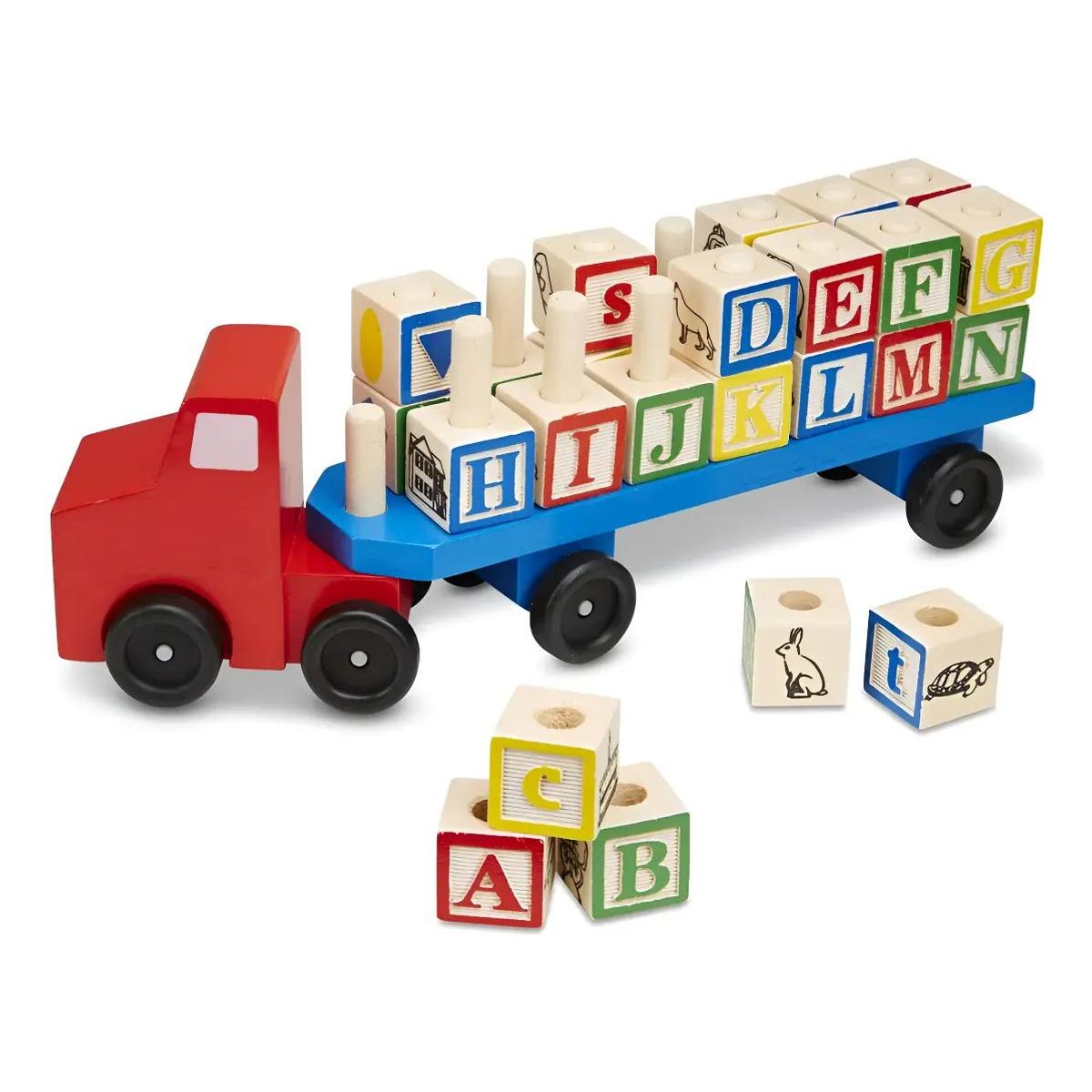GENERICO - Camión de madera con bloques de construcción y letras