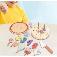 GENERICO - Juego de Torta de Cumpleaños Infantil 24 Piezas Madera