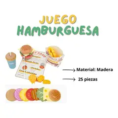 GENERICO - Set Didáctico de Hamburguesa de Madera para Niños