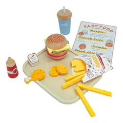 GENERICO - Set de Hamburguesa de Madera para Niños