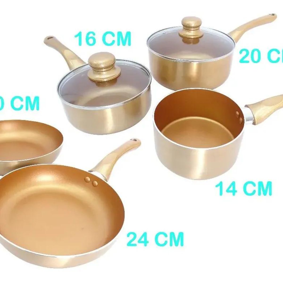 GENERICO - Set 5 Piezas Ollas y Sartenes Cerámica y Cobre