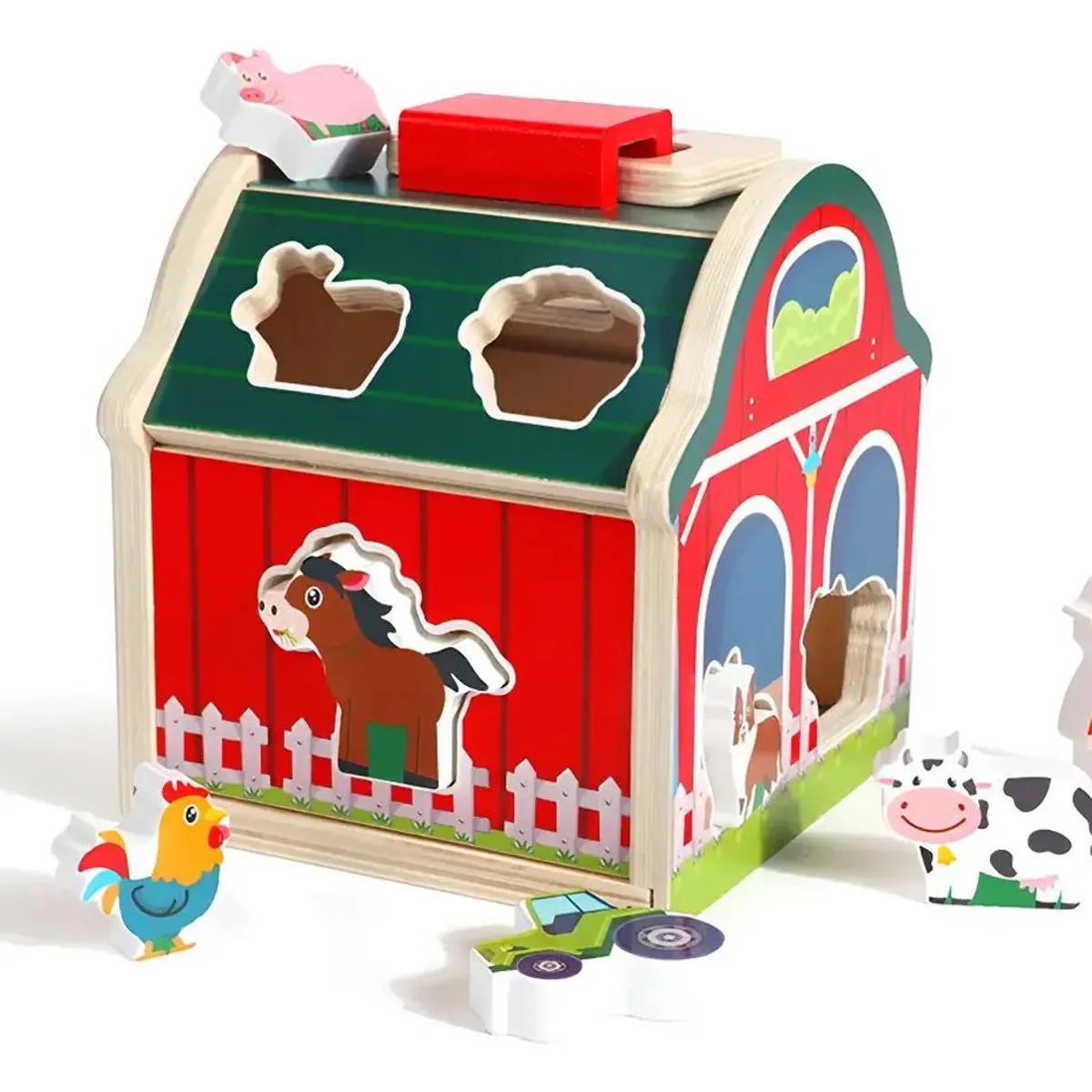 GENERICO - Juguete Didáctico Granja Animales de Madera para Niños