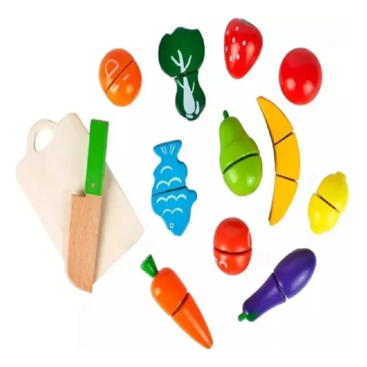 GENERICO - Balde de madera para frutas y verduras juguete Montessori