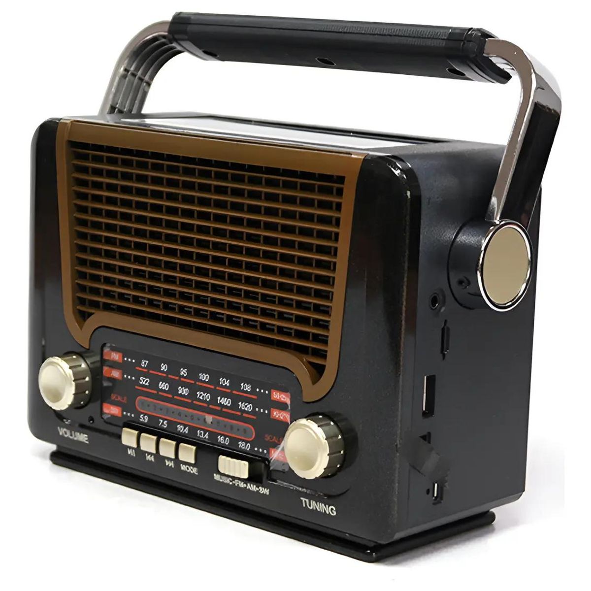 GENERICO - Radio Retro Analógica AMFMSW con Bluetooth y Solar