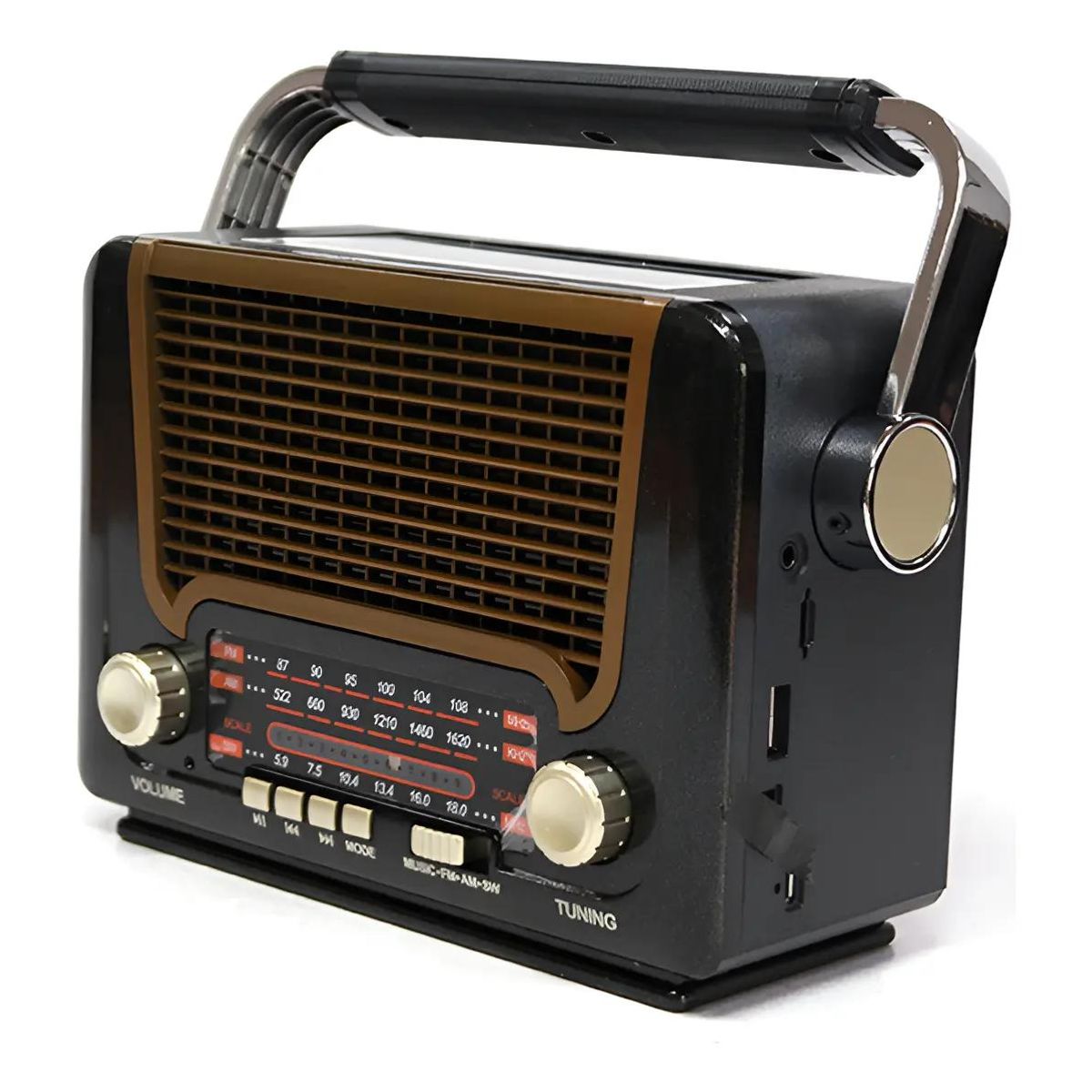 GENERICO - Radio Retro Analógica AMFMSW con Bluetooth y Solar