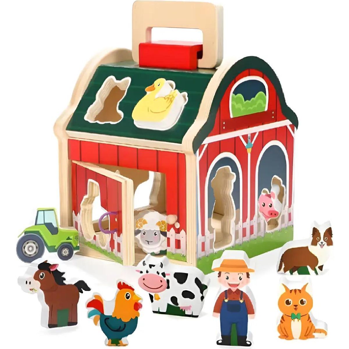 GENERICO - Juguete Didáctico Granja de Animales en Madera para Niños