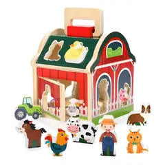 GENERICO - Juguete Didáctico Granja de Animales en Madera para Niños