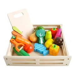 GENERICO - Set Montessori de Frutas y Verduras de Madera para Cortar