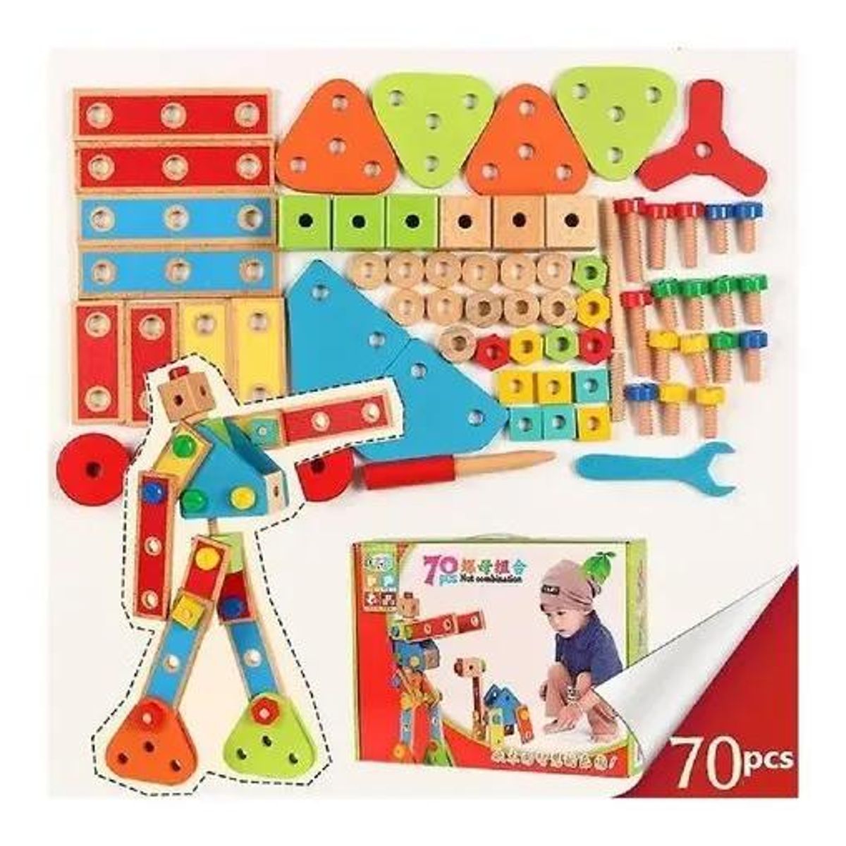 GENERICO - Juego Didáctico de Bloques de Construcción Montessori 70P