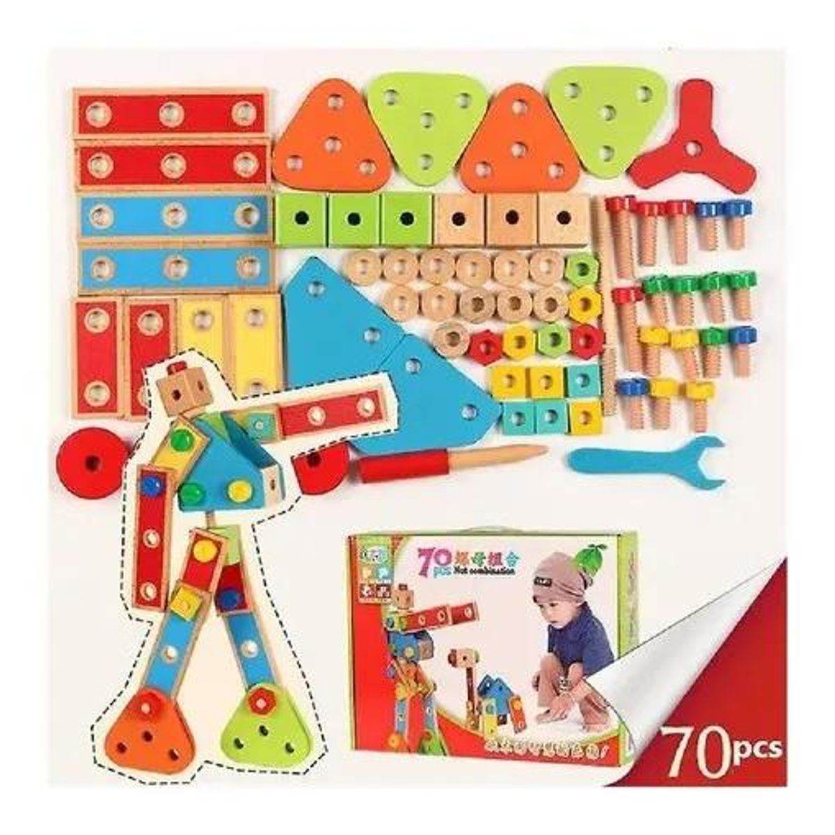 GENERICO - Juego Didáctico de Bloques de Construcción Montessori 70P