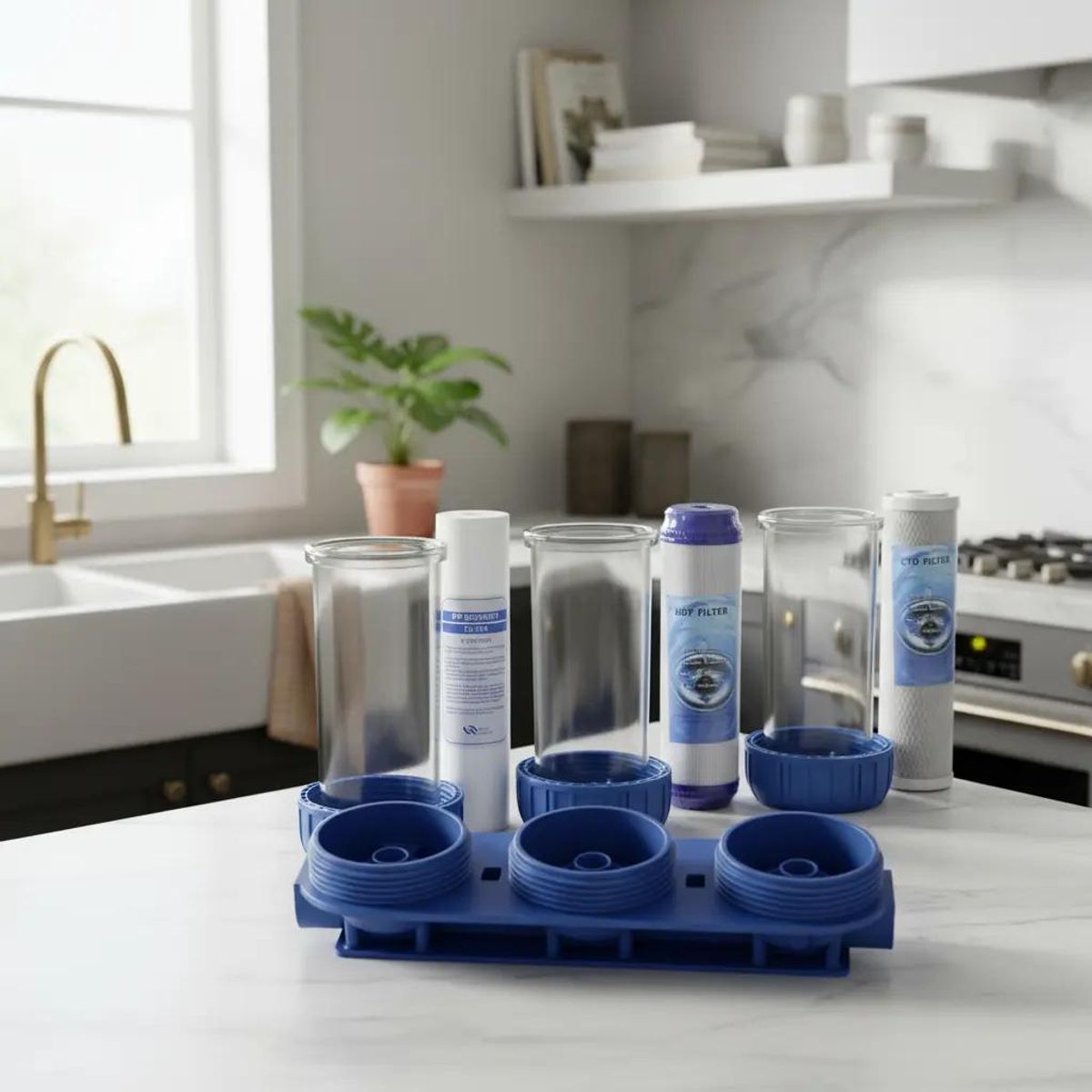 GENERICO - Filtro de Agua 3 Etapas 10 Pulgadas 5 Micras Antisarro
