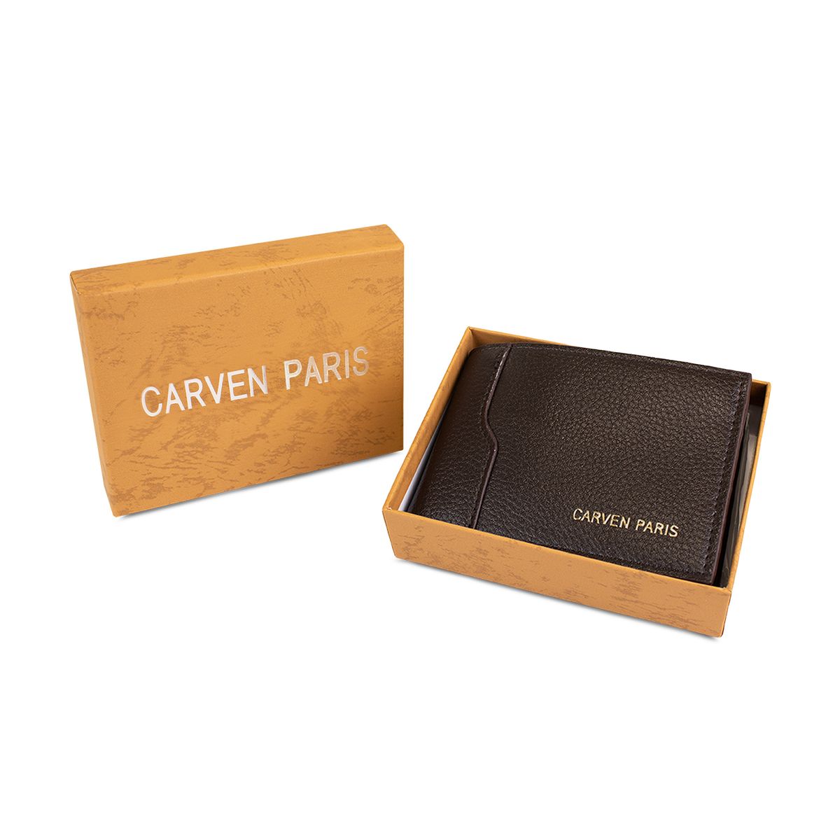 CARVEN - Billetera hombre Dante café con monedero oscuro Carven Paris