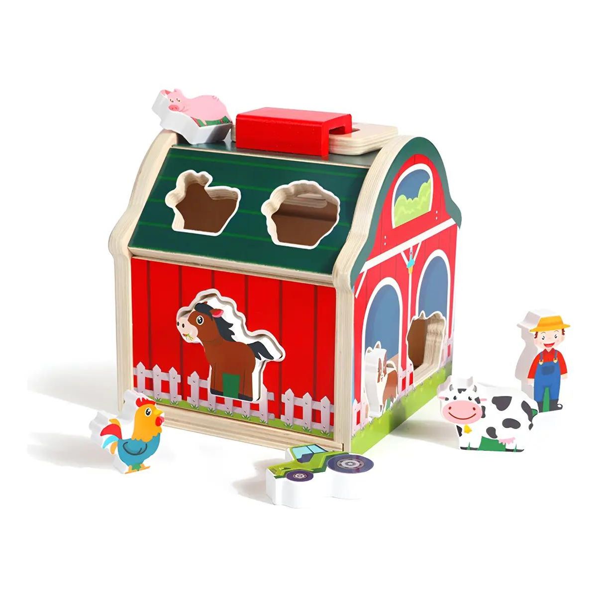 GENERICO - Juguete de madera didáctico con animales de granja