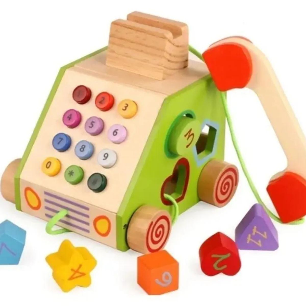 GENERICO - Teléfono Didáctico de Madera para Niños