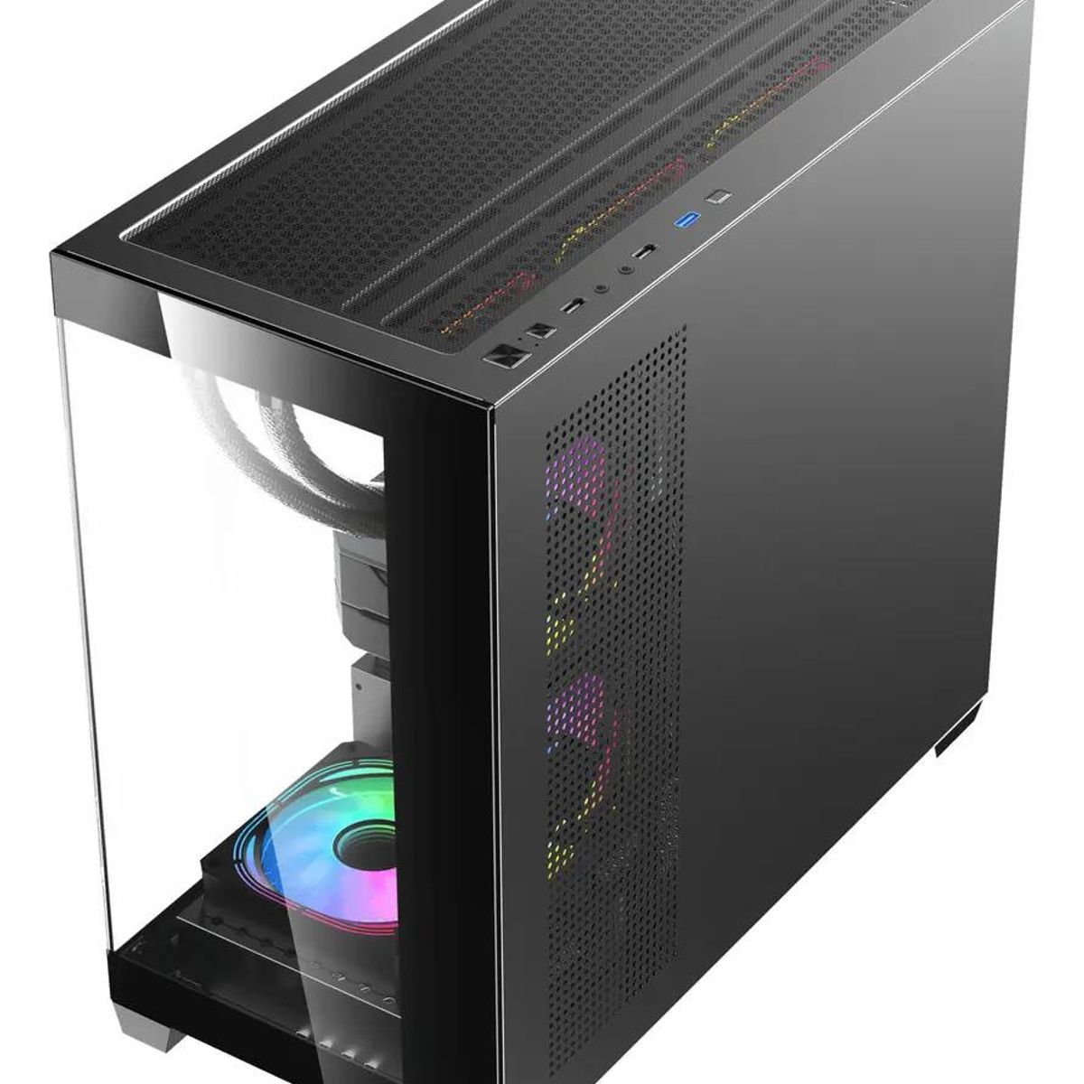 GENERICO - Gabinete PC con 6 ventiladores ARGB y diseño L17 negro
