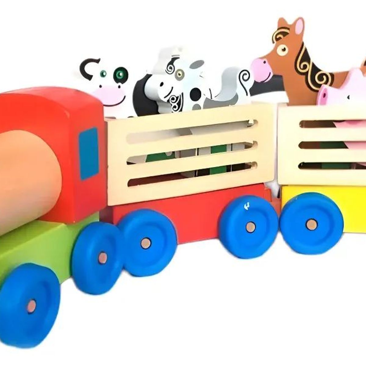 GENERICO - Tren de madera didáctico con animales de granja