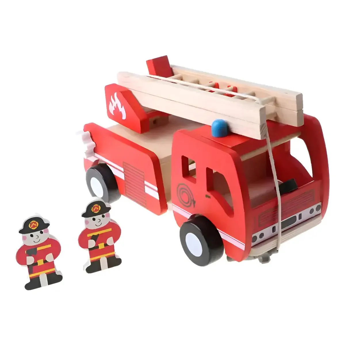 GENERICO - Carro de Bomberos de Madera Didáctico para Niños