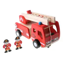 GENERICO - Carro de Bomberos de Madera Didáctico para Niños