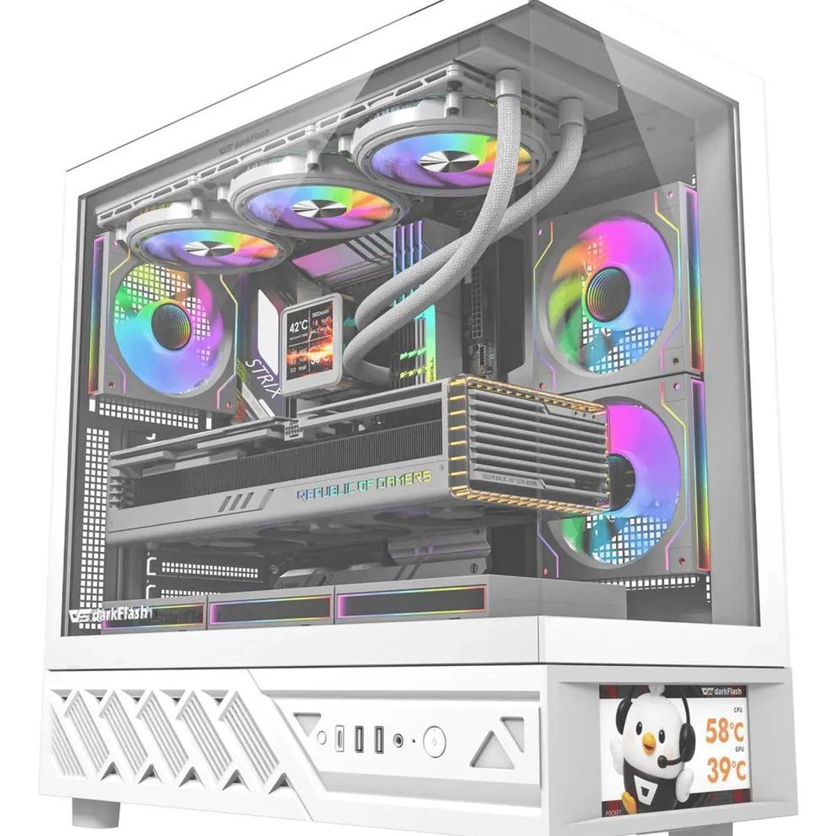 GENERICO - Gabinete ATX con pantalla IPS integrada y 6 ventiladores