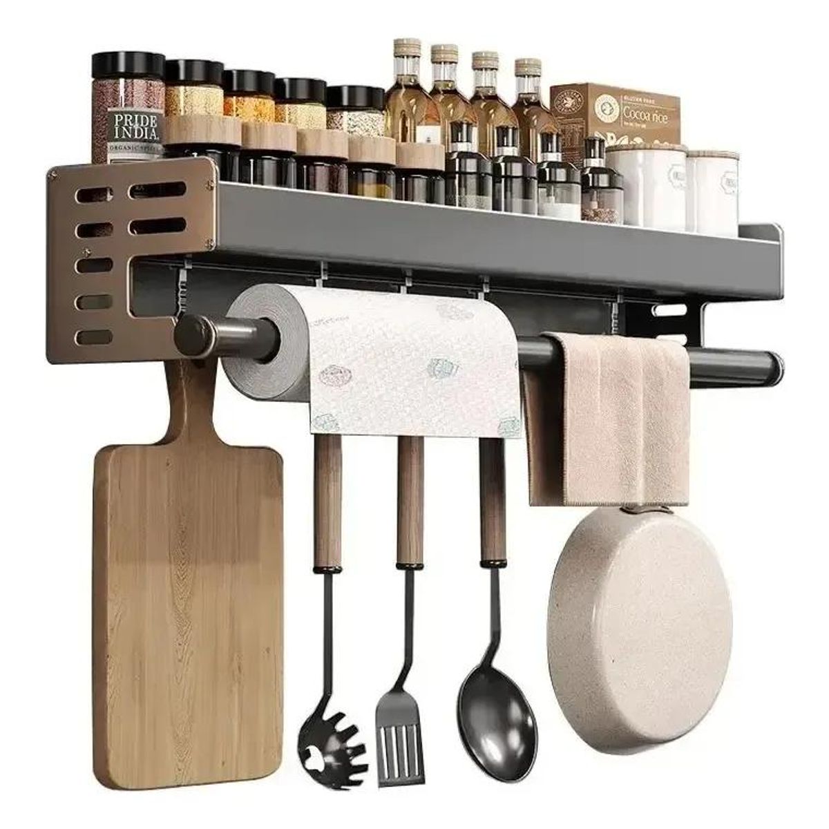 GENERICO - Organizador de Cocina Pared 3 en 1 Especiero y Toallero