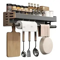GENERICO - Organizador de Cocina Pared 3 en 1 Especiero y Toallero