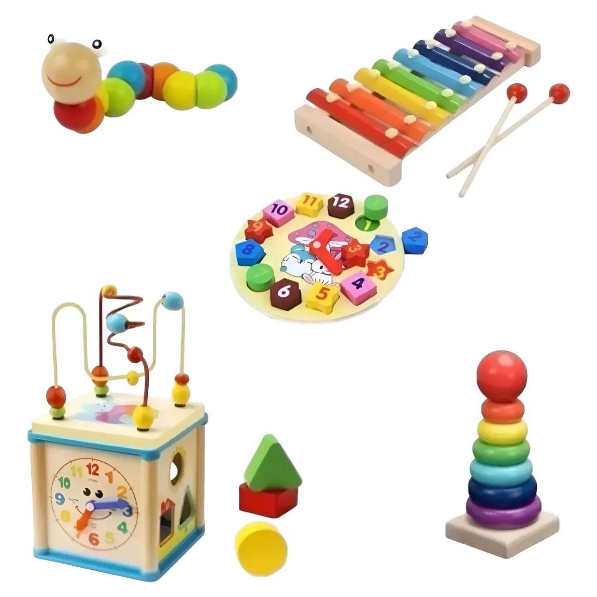 GENERICO - Juego de Cubos de Encaje de Madera para Niños
